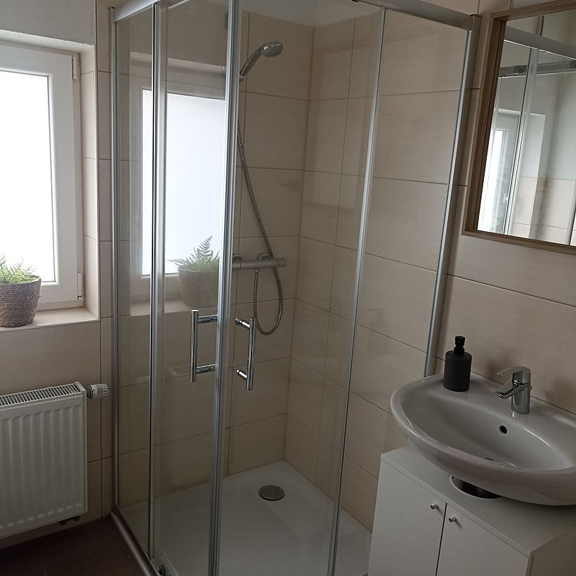 Badezimmer (2 von 4) – Apartment „Zur Tenne“, Norken